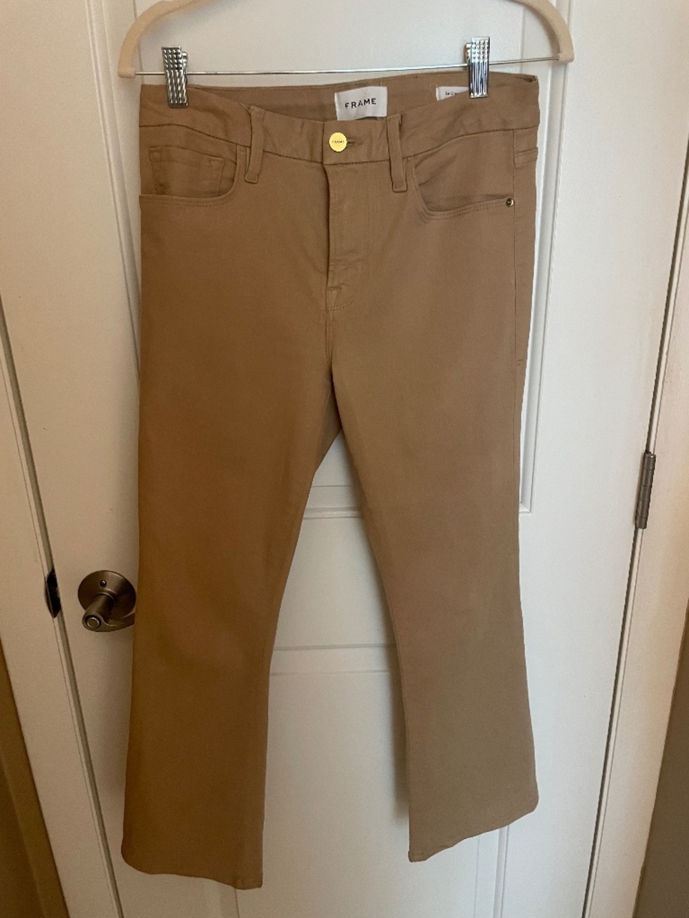 Frame tan colored kick flare cropped jean, size 28 - Picture 2 of 11